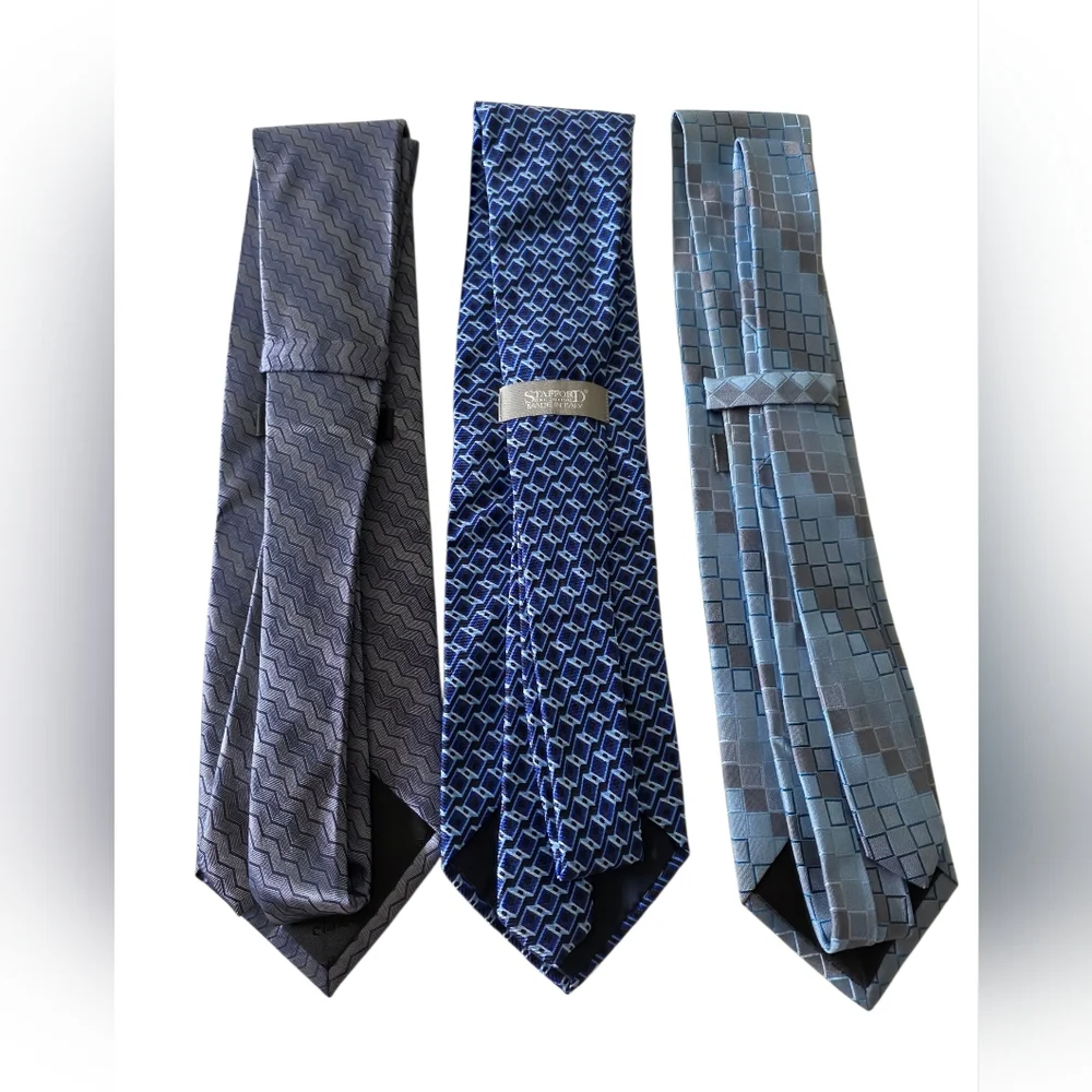 Men's Neckwear Bundle Lot 3 Neck Ties Claiborne Stafford Kenneth Cole